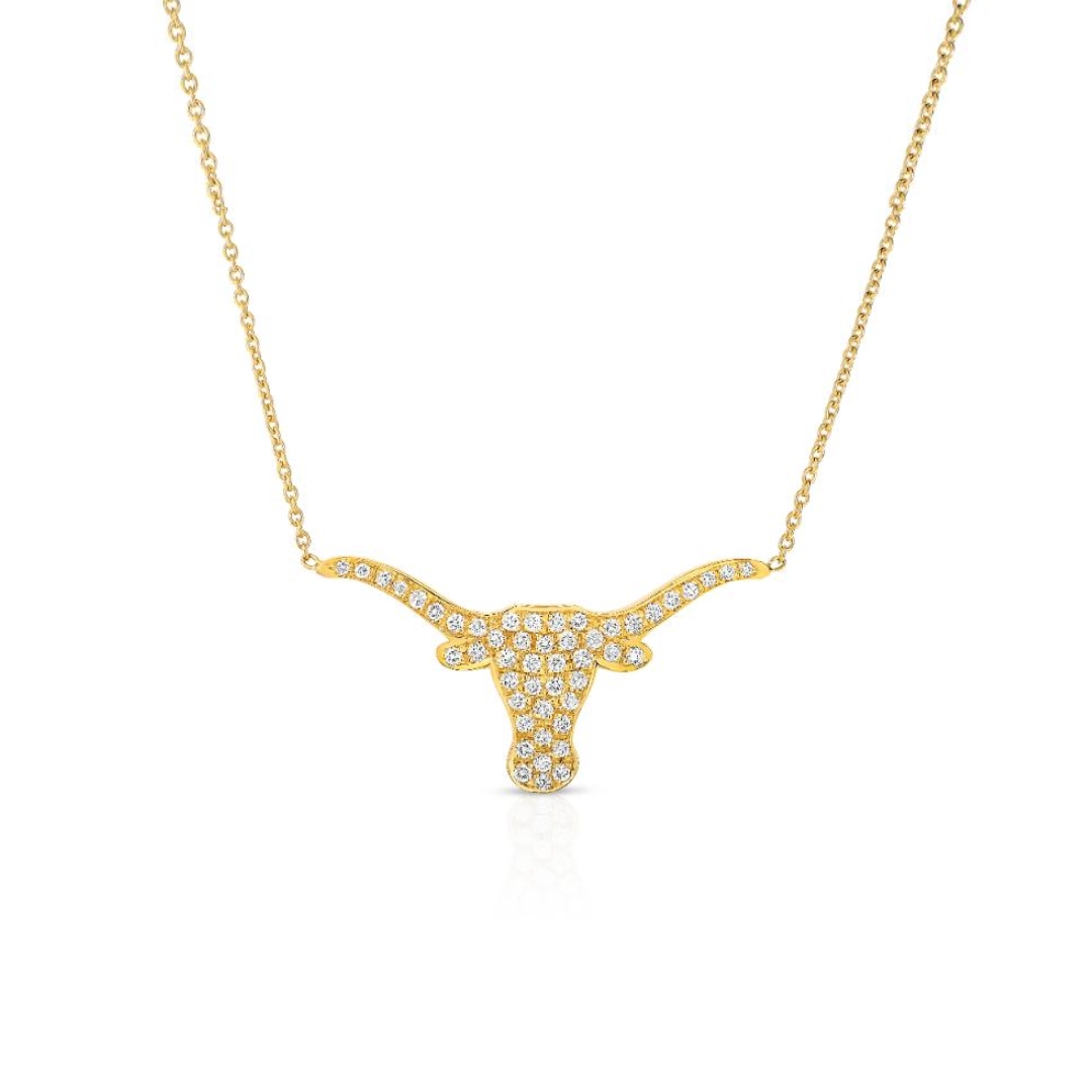 Korman 18k Yellow Gold Medium Pave Diamond Longhorn Necklace